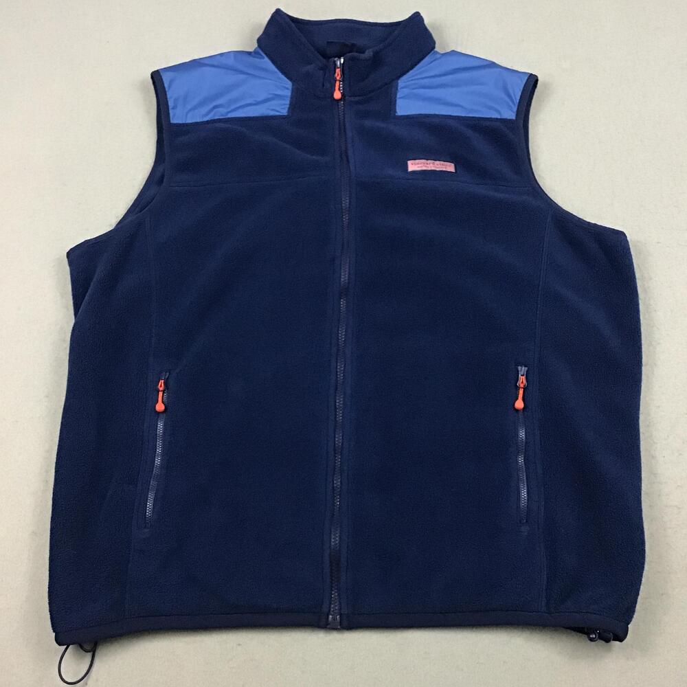 Vineyard Vines Vest Men 2XL Blue Windbreaker Collared Full Zip Pockets